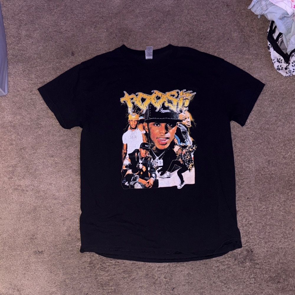 Black Graphic T-Shirt with Colorful Print